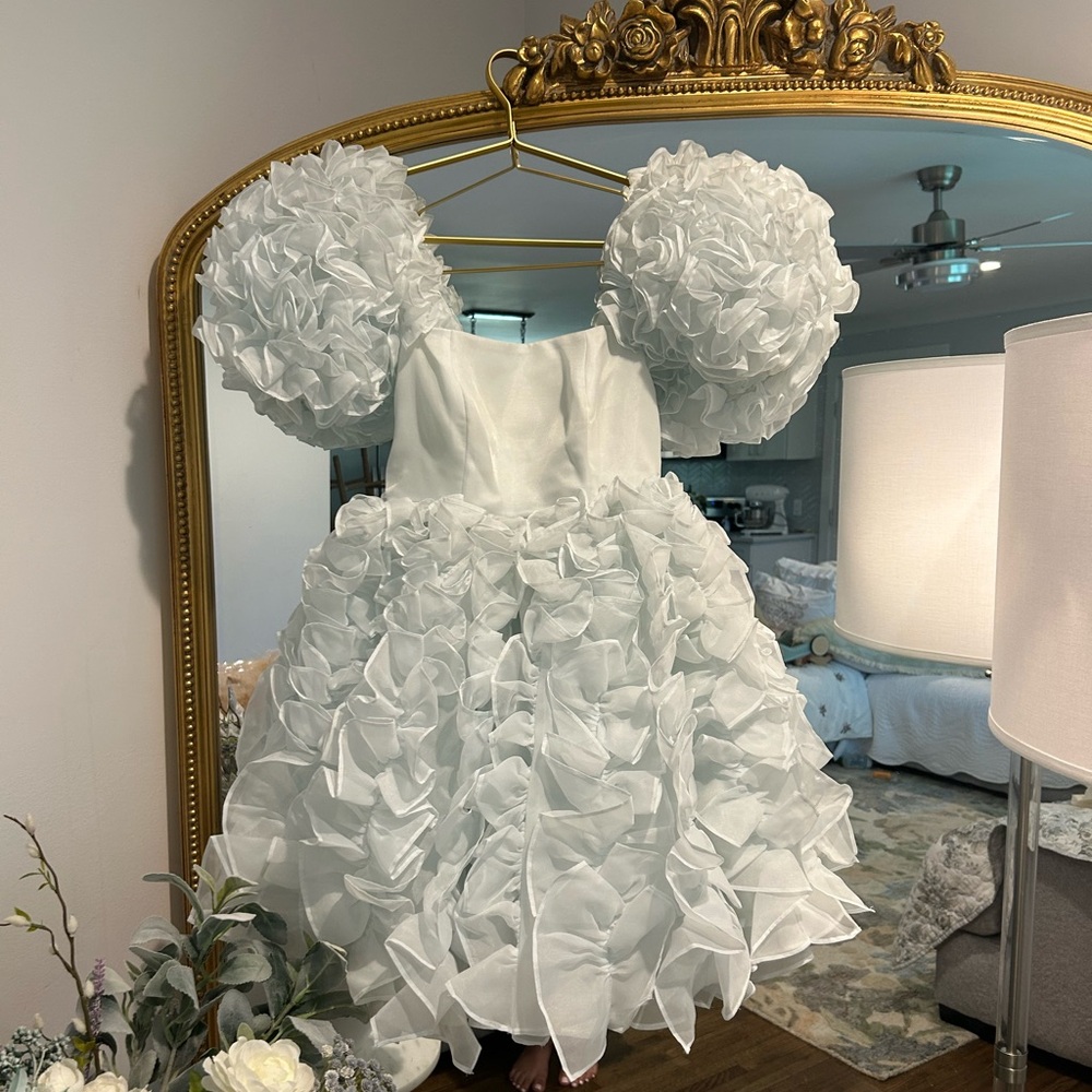 Selkie White Ruffled Mini Dress